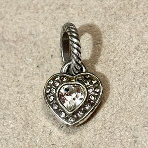 Brighton Sparkle Heart charm Silver heart with clear crystal heart Retired